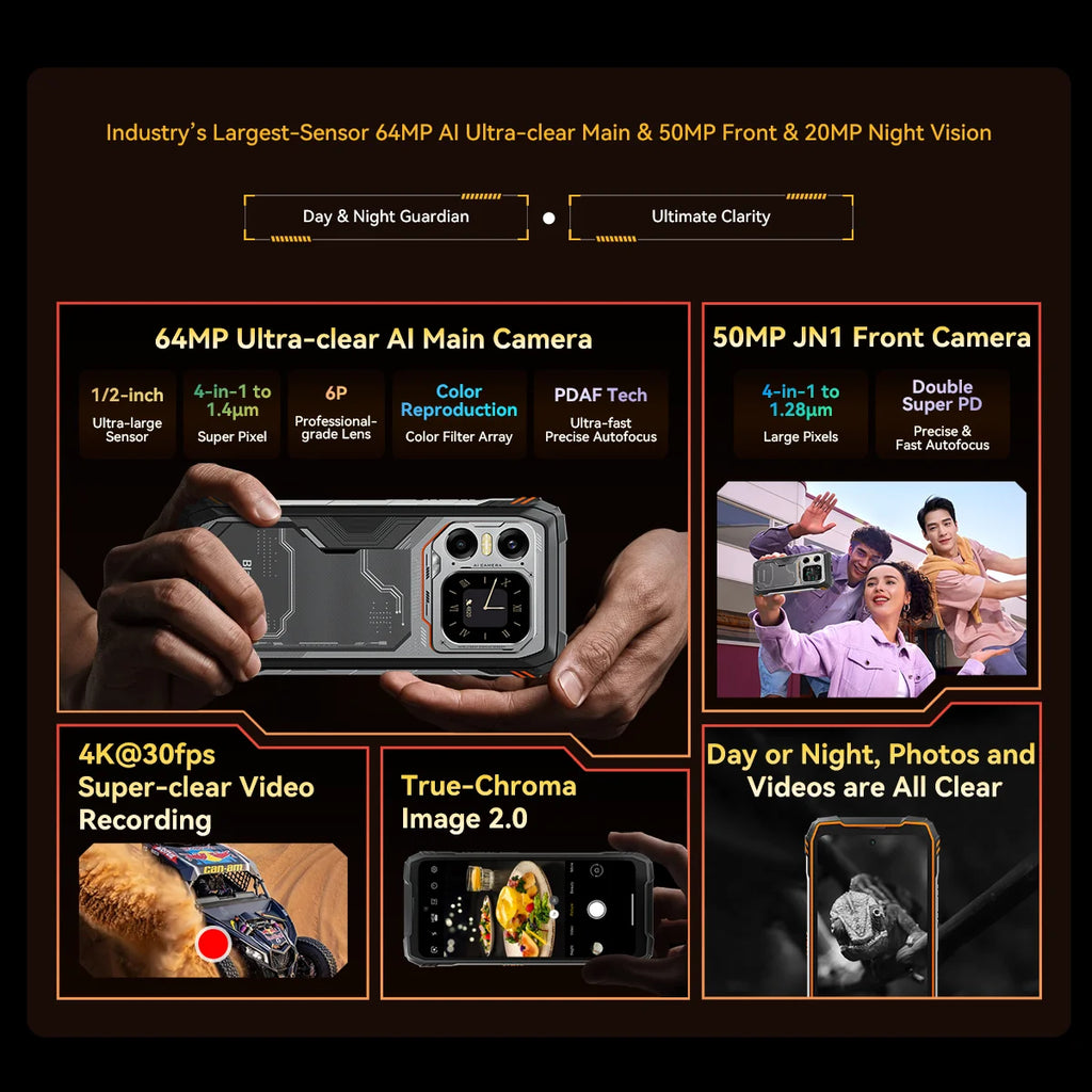 Smartphone rugerizado Blackview XPLORE 1 Outdoor 5G Android 15, pantalla 2.4K de 6,78'', 16 GB+512 GB, 20000 mAh, teléfono móvil resistente al agua