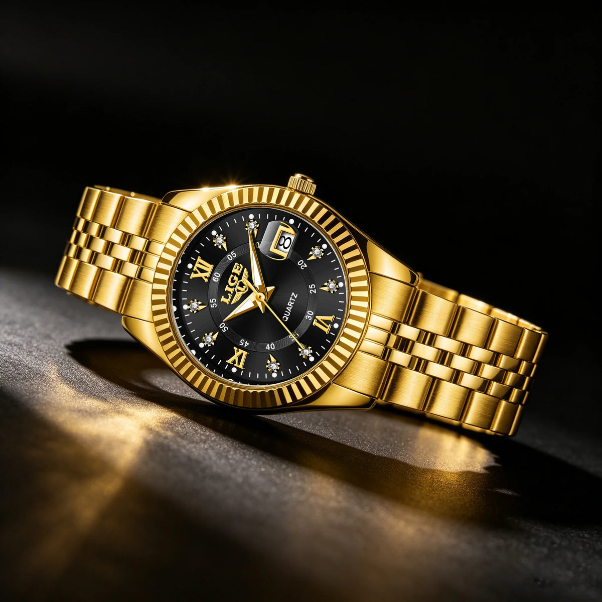 Reloj de pulsera LIGE de moda para mujer, resistente al agua, luminoso, con fecha, elegante reloj de cuarzo de acero inoxidable para mujer
