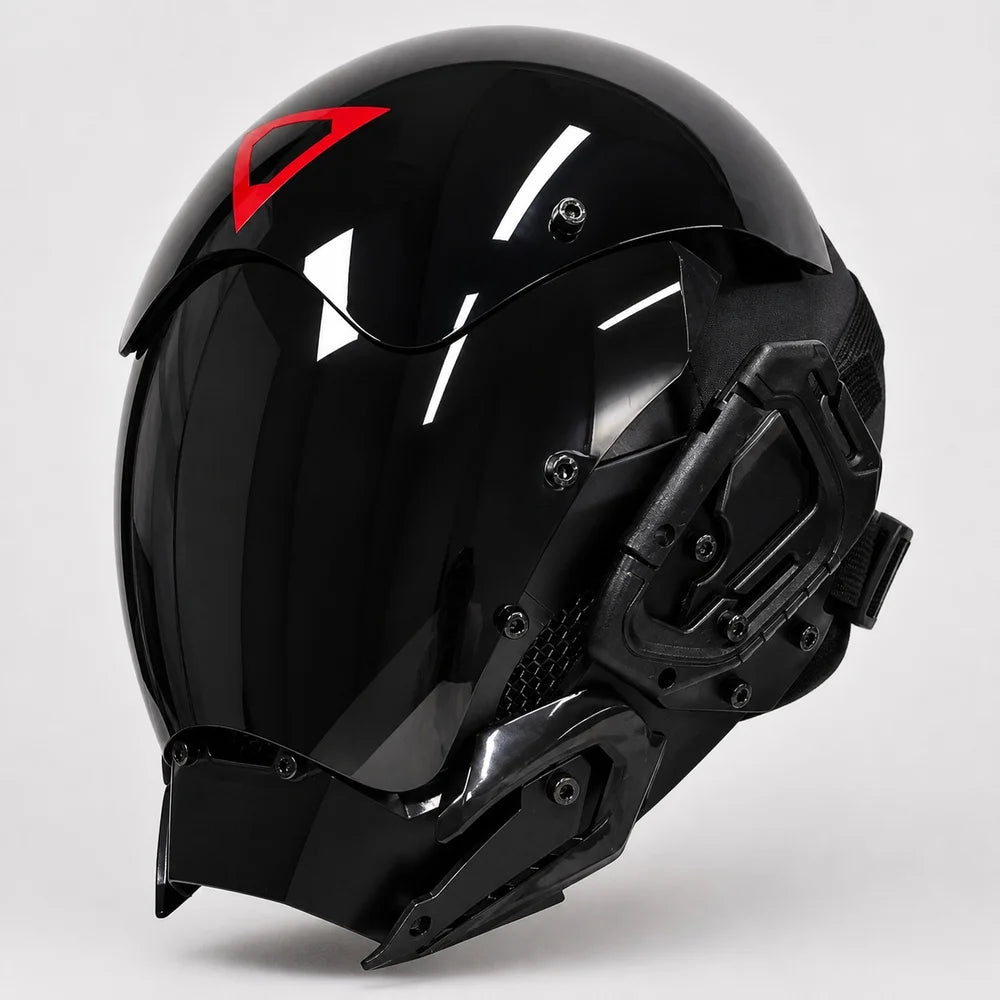 Máscara facial completa con luces LED de estilo cyberpunk, ideal para disfraces futuristas de Halloween, eventos de cosplay, festivales, actuaciones en escenarios y fiestas; accesorio para casco.