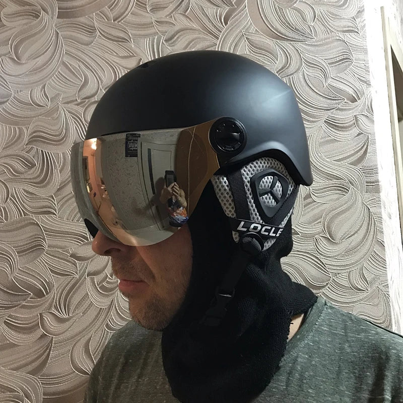 Casco de Esquí LOCLE para Hombre, Mujer y Niños, Ultraligero, para Snowboard, Skateboard, Motocicleta, Moto de Nieve, con Visera y Gafas IN-MOLD