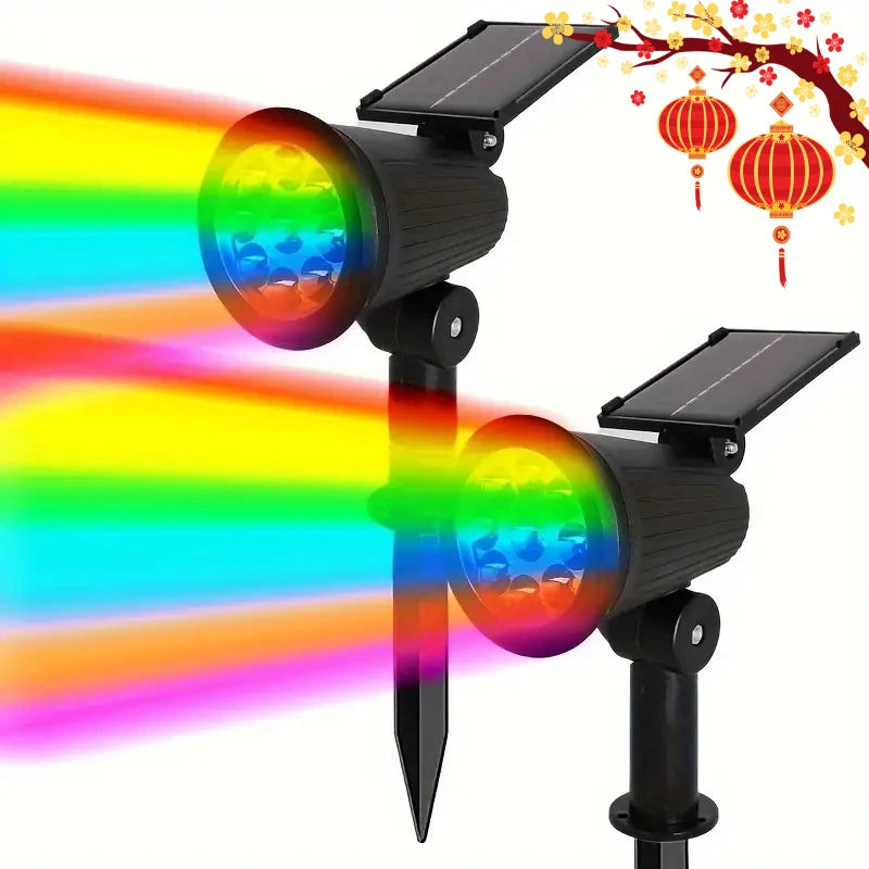 1/2 uds. Focos solares para exteriores, luz solar ajustable para paisajes, 9 LED RGB, impermeables, para árboles, jardín, estanque, patio y camino