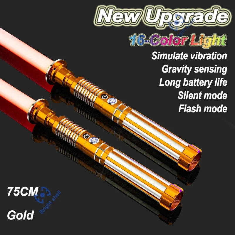Juguete de sable de luz láser de metal, sable de luz RGB con 15 cambios de color, sonidos, efectos Force FX, FOC, juguete bláster, regalo de espada láser Jedi