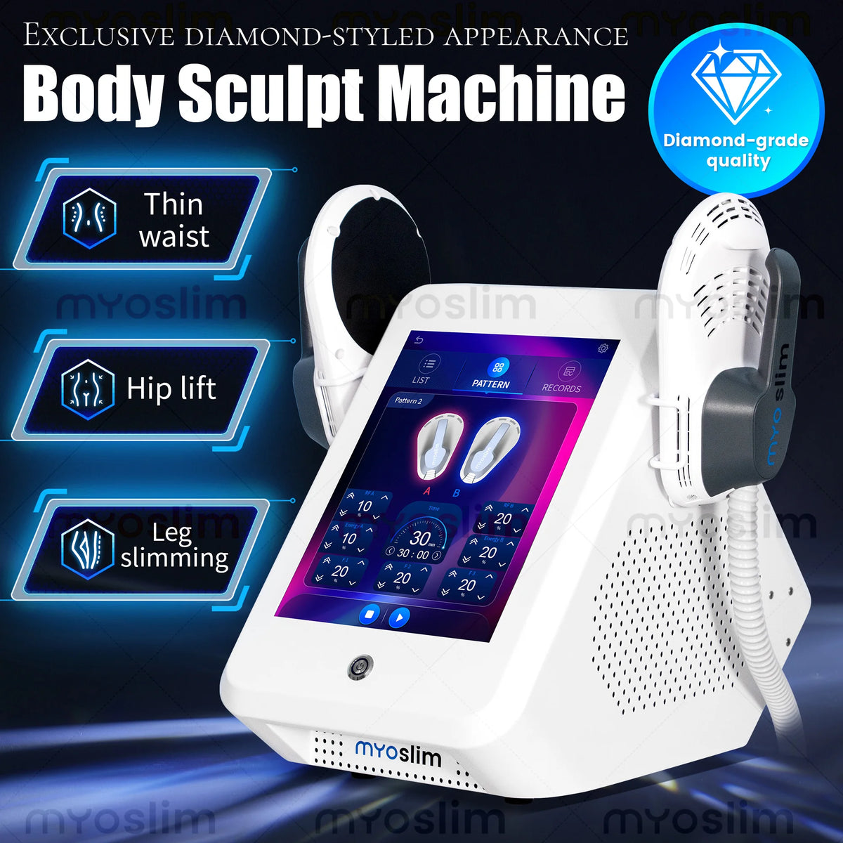 Máquina esculpida EMS RF, grasa reducida, MYOslim, escultura corporal, adelgazante, dispositivo electromagnético portátil de estimulación muscular pélvica