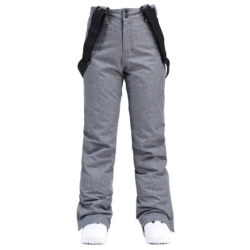 Pantalones de invierno para mujer, pantalones de esquí gruesos y cálidos de alta calidad para hombre, pantalones con tirantes impermeables a prueba de viento, pantalones de Snowboard de talla grande