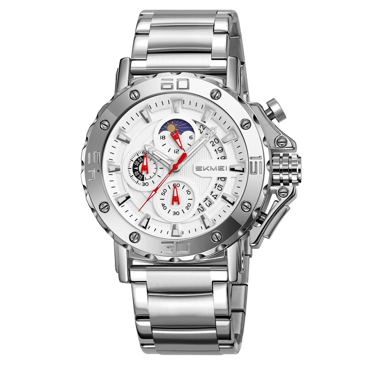Reloj SKMEI para hombre, deportivo, lujoso, resistente al agua, con esfera grande, cuarzo, calendario, cronómetro analógico y alarma, modelo West Coast 9344