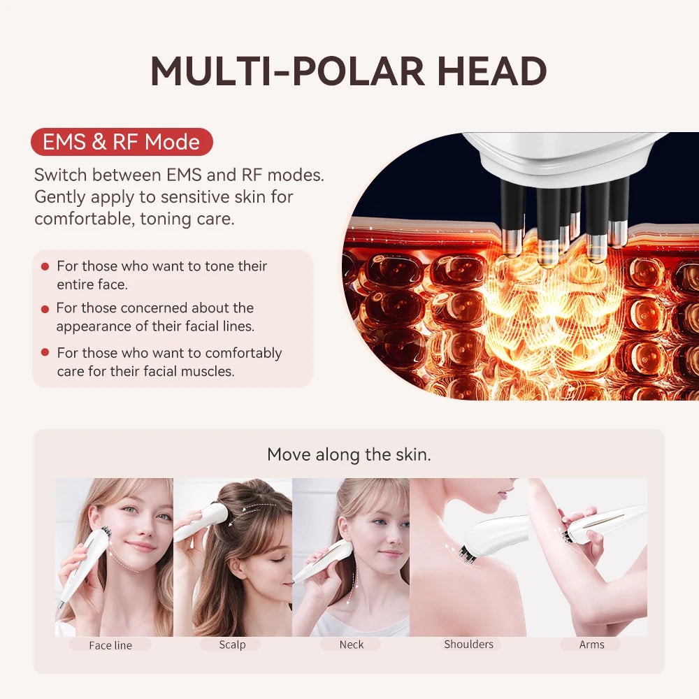 ANLAN Masajeador de puntos de acupuntura RF Diseño de doble cabezal y modo dual EMS alivia la fatiga RF+EMS reafirmante Dispositivo de belleza para el cuidado facial