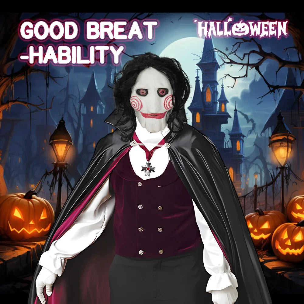 Máscara de Halloween con ojos y dientes rojos, hecha de látex resistente, ideal para fiestas de Halloween, Navidad y carnaval, accesorio para disfraces, con un aspecto amenazante, fabricada con materiales de alta calidad, a