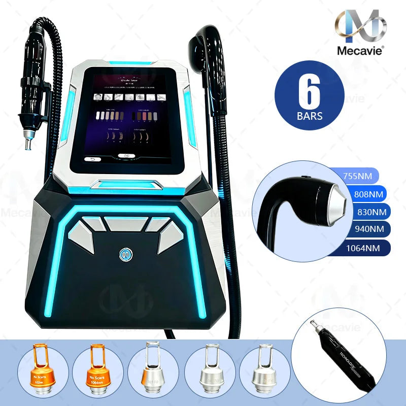 Máquina Profesional 2 en 1 de Depilación Láser de Diodo y Eliminación de Tatuajes con Láser Picosegundo ND YAG 755 808 830 940 1064nm con Enfriamiento por Hielo