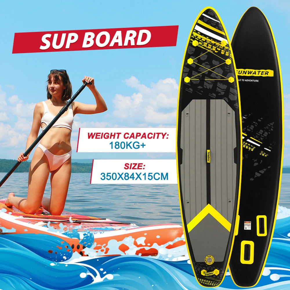 Tabla de Paddle Inflable Ultraligera Funwater SUPFW16K 350*84*15, Tabla de Paddle Antideslizante para Yoga Acuática, Pesca, Viajes y Surf para Adultos