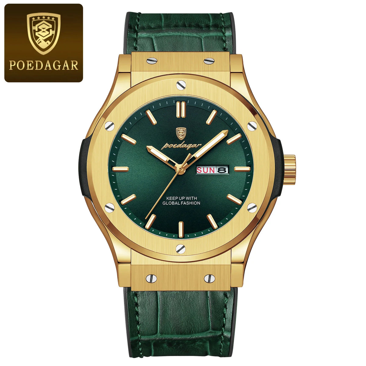 Reloj de lujo para hombre POEDAGAR, resistente al agua, con fecha y día, luminoso, correa de silicona, reloj de cuarzo a la moda para hombre
