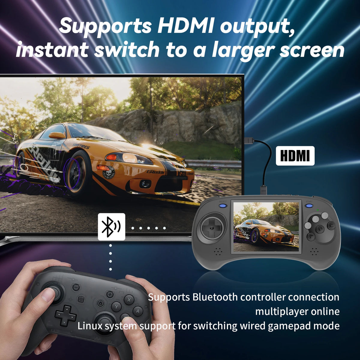 Consola de Juegos Retro Anbernic RG ARC-D, Sistema Operativo Dual Android 11/Linux, WiFi 5G, Bluetooth 4.2, Salida HD-TV, Reproductor de Juegos Portátil, Compatible con Transmisión Moonlight