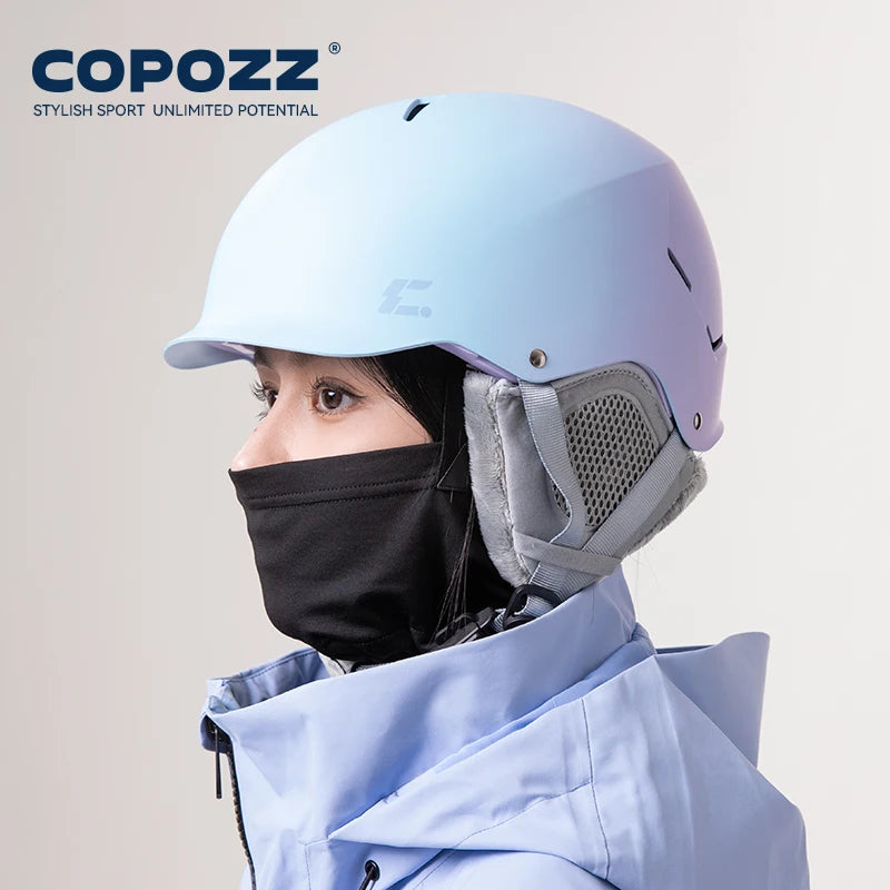 Casco de esquí certificado COPOZZ, casco de Snowboard moldeado integralmente para marido con Bukcle magnético, motocicleta, nieve, hombres, mujeres y adultos