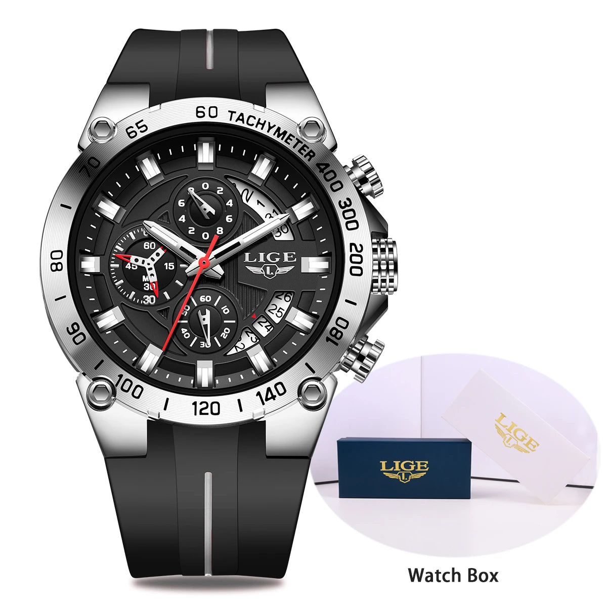 LIGE 2026 Brand Watch Men Silicone Sports Watches Men's Army Military Quartz Wristwatch Chronograph Male Clock Relogio Masculino