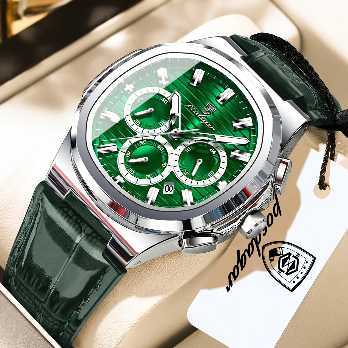 POEDAGAR Sports Top Men Watch Waterproof Luminous Date Chronograph Man Wristwatch Leather Casual Quartz Men’s Watches Male Reloj
