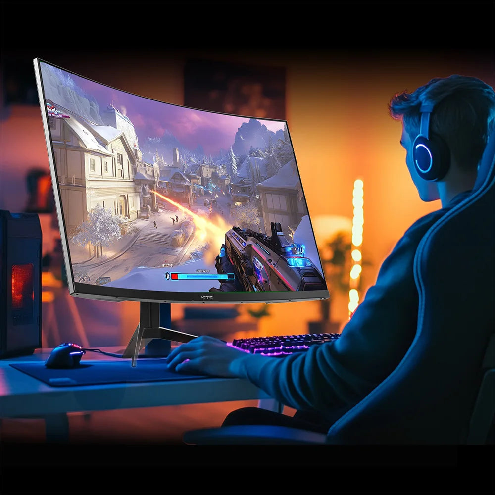 Monitor curvo para juegos KTC 32' 1500R H32S17 (popular), 2560x1440 QHD 180Hz, 16:9 ELED 99% SRGB HDR10, tiempo de respuesta de 1 ms MPRT, compatible con FreeSync y G-SYNC, USB HDMI 2.0 2xDP 1.4 salida de audio, ajuste flexib