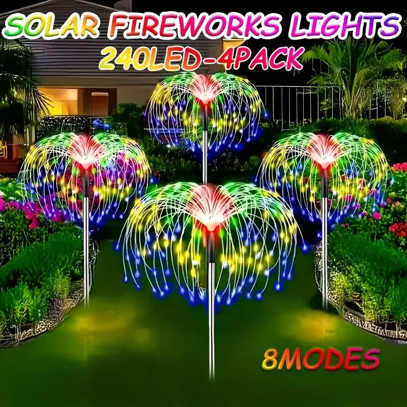 Paquete de 6 luces solares LED para jardín, luces de jardín con 8 modos de iluminación, lámpara para patio, luz solar de paisaje IP65