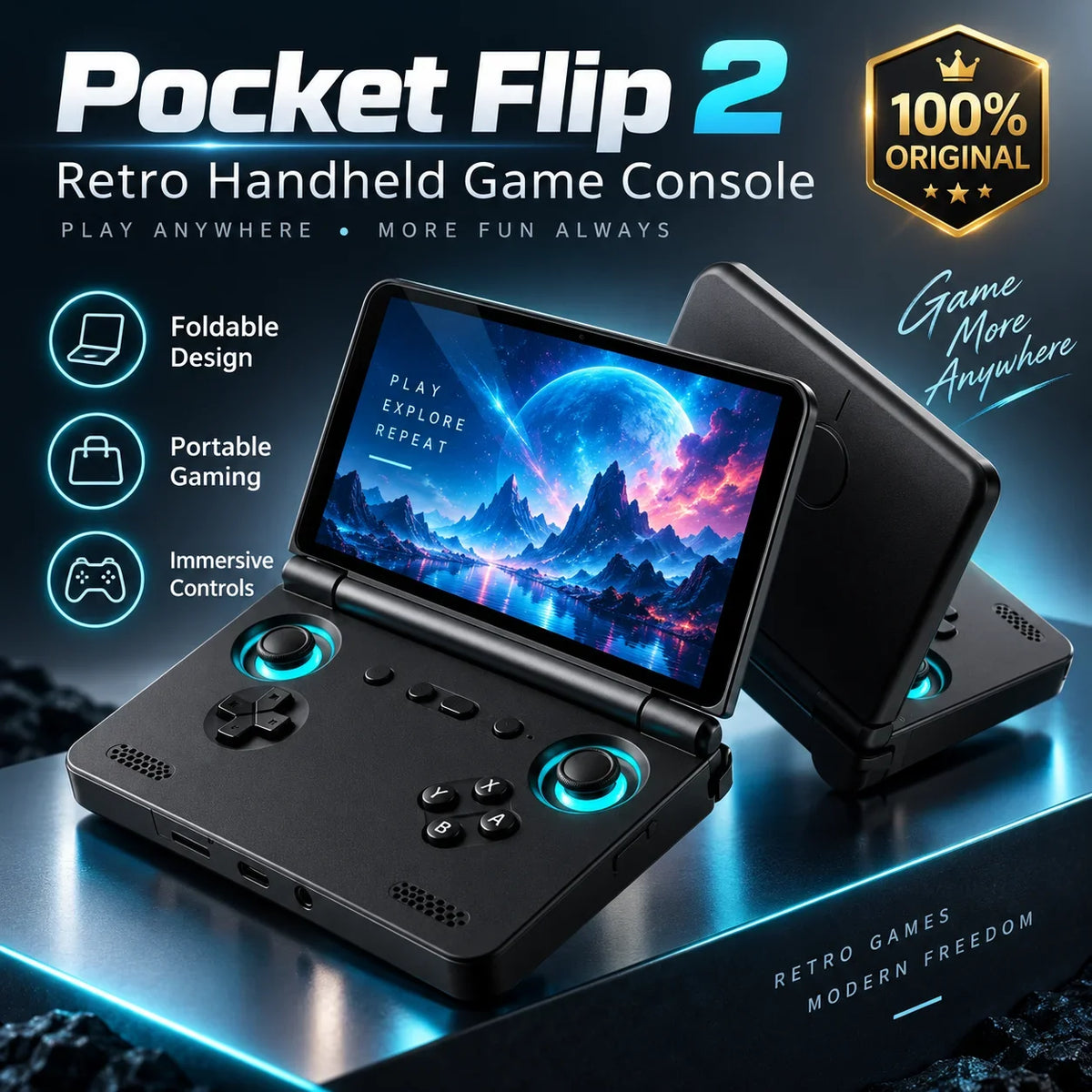 Retroid Pocket Flip 2 SD865: consola de juegos portátil de estilo retro, con pantalla de 5,5 pulgadas, 1080p, 500 nits, diseño plegable y batería de 5000 mAh.