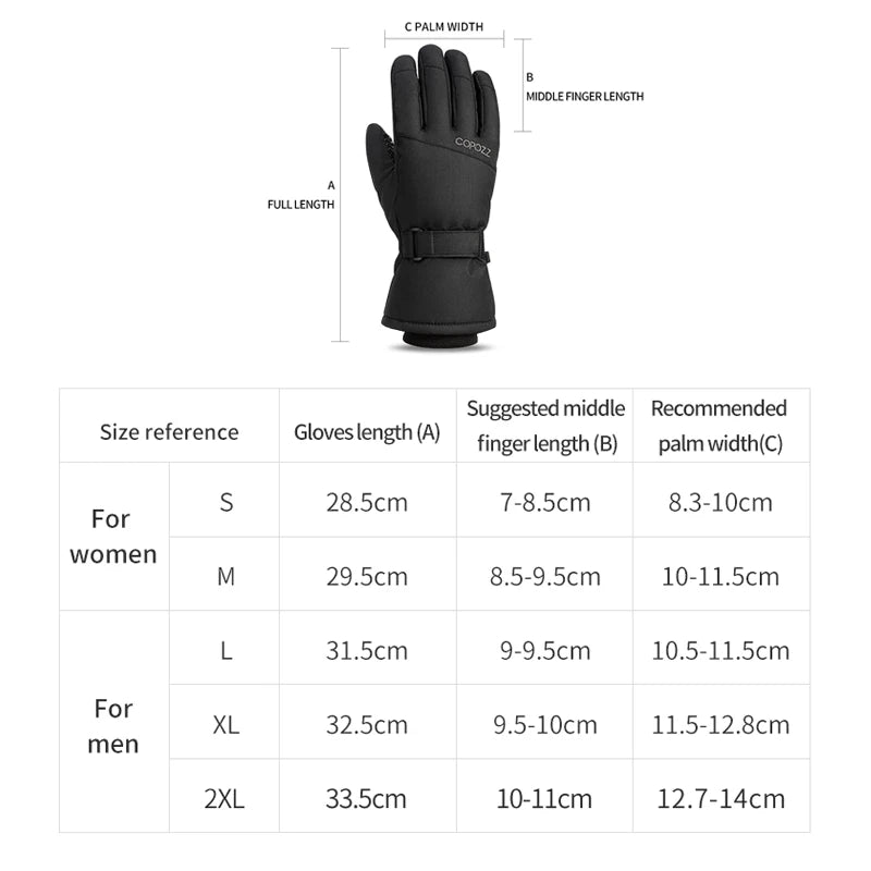 Copozz-guantes de esquí de invierno para hombre y mujer, resistentes al agua, ultraligeros, para Snowboard, motociclismo, nieve, mantienen el calor, a prueba de viento