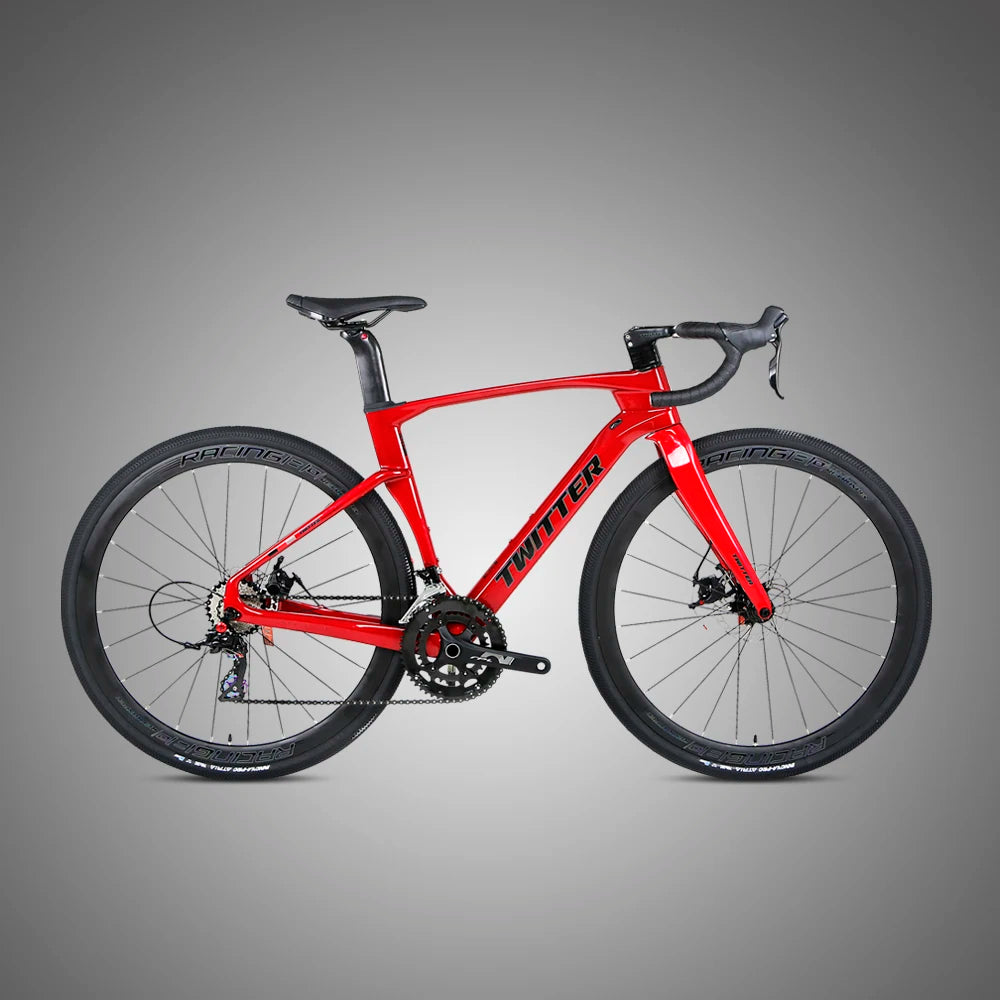 Bicicleta de carretera de fibra de carbono TWITTER Gravel V3, velocidad variable electrónica SENTYEH, ES7000-1*13 velocidades, frenos de disco hidráulicos, bicicleta de gravel