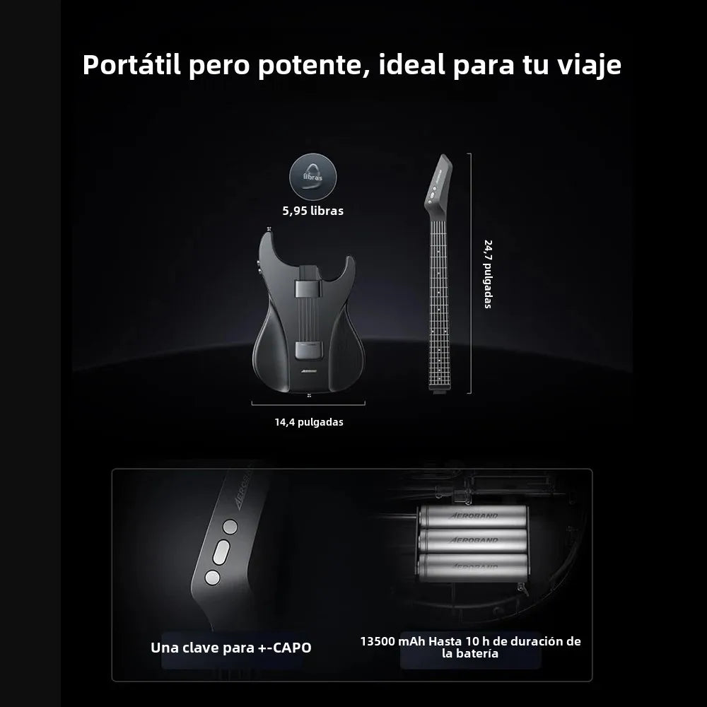 AeroBand Guitarra eléctrica Sin dolor Cuerda de silicona Viaje Todo en uno 9 estilos de sonido Bajo acústico con micrófono altavoz