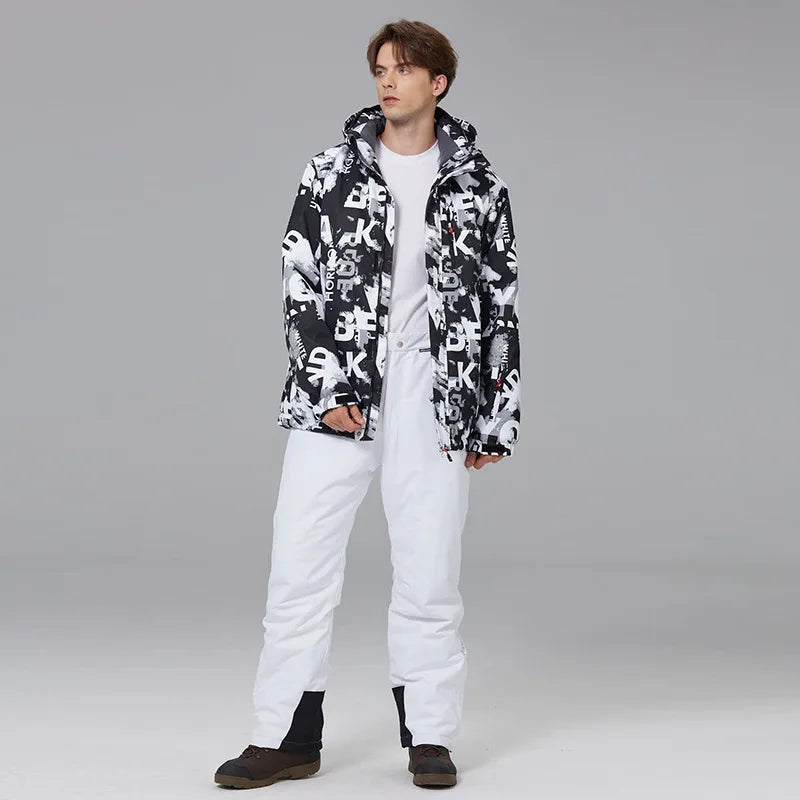 Conjunto de chaqueta y pantalones de esquí al aire libre de invierno para hombre, conjunto de traje de esquí térmico grueso, ropa de montaña para nieve, ropa de snowboard nueva