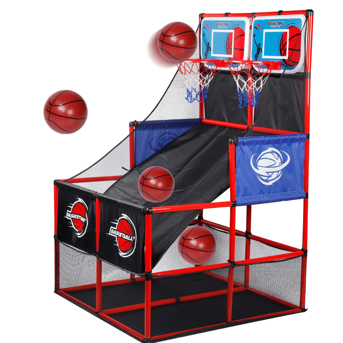 MQUDUO Juego de baloncesto arcade con pelotas y aro, juguete de competición para interiores y exteriores para niños y niñas, regalo de Navidad y Halloween