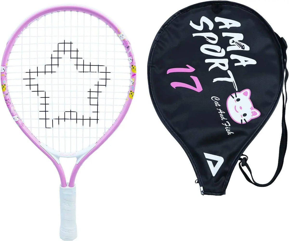 Raquetas de tenis AMASPORT para niños pequeños de 17 pulgadas con bolsa de cubierta para raqueta de tenis para niñas y niños