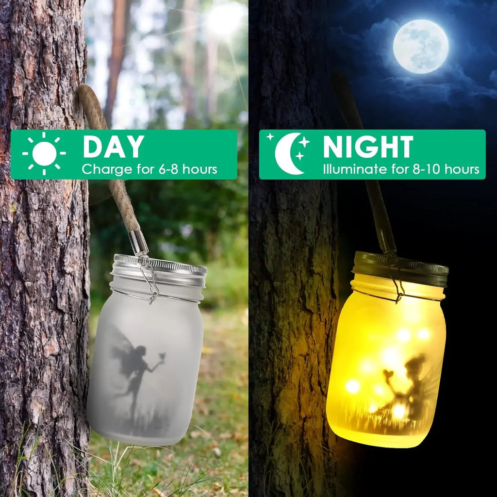 Luz solar para tarro de cristal, farol solar con luces de hadas, impermeable IP65, lámpara solar colgante y de pie, adorno de jardín para patio y césped