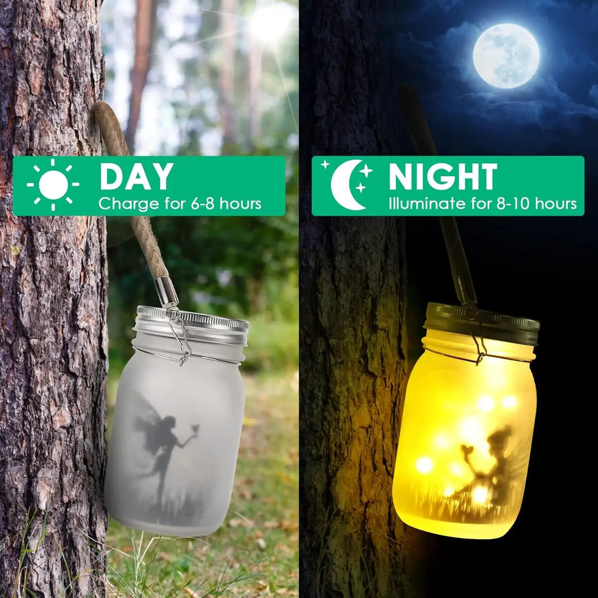 Luz solar para tarro de cristal, farol solar con luces de hadas, impermeable IP65, lámpara solar colgante y de pie, adorno de jardín para patio y césped