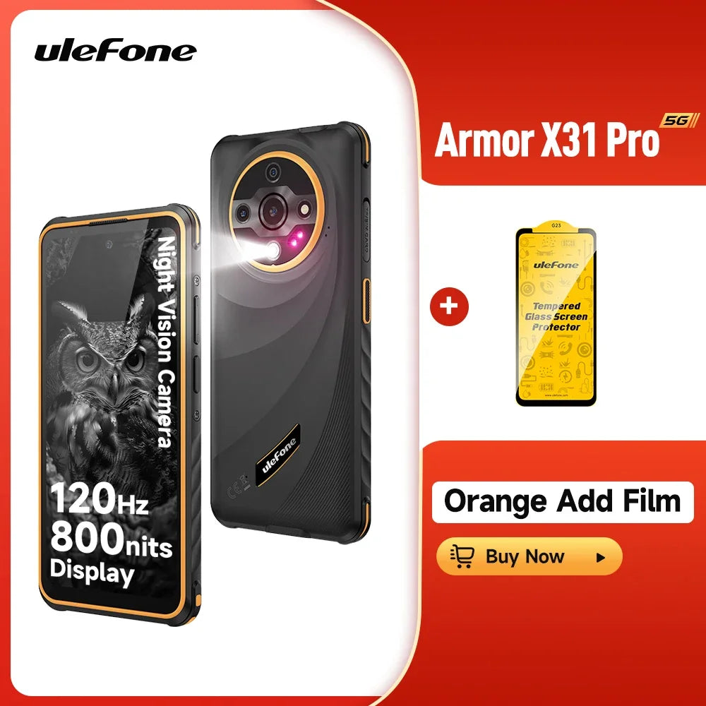 Teléfono resistente Ulefone Armor X31 Pro 6,56'' Hasta 16GB+256GB 6050mAh NFC Smartphone Android 14