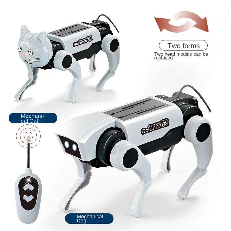 Perro robot teledirigido con accesorio de cabeza de gato y control remoto