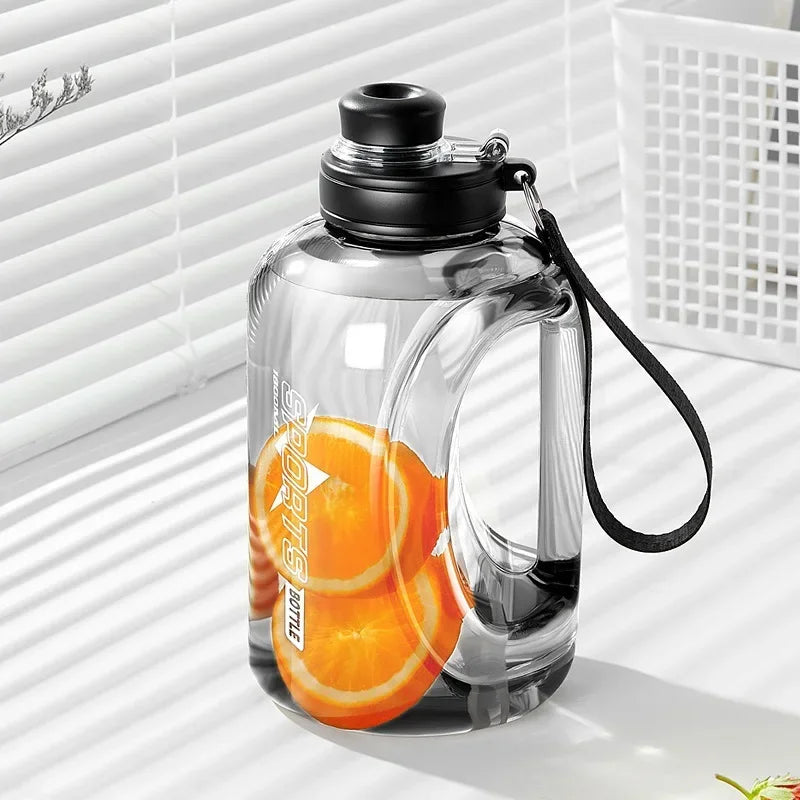 Nueva botella de agua de gran capacidad de 1,8l, taza de gran barriga, botella de agua deportiva, cubo de tonelada, taza espacial de plástico portátil para estudiantes