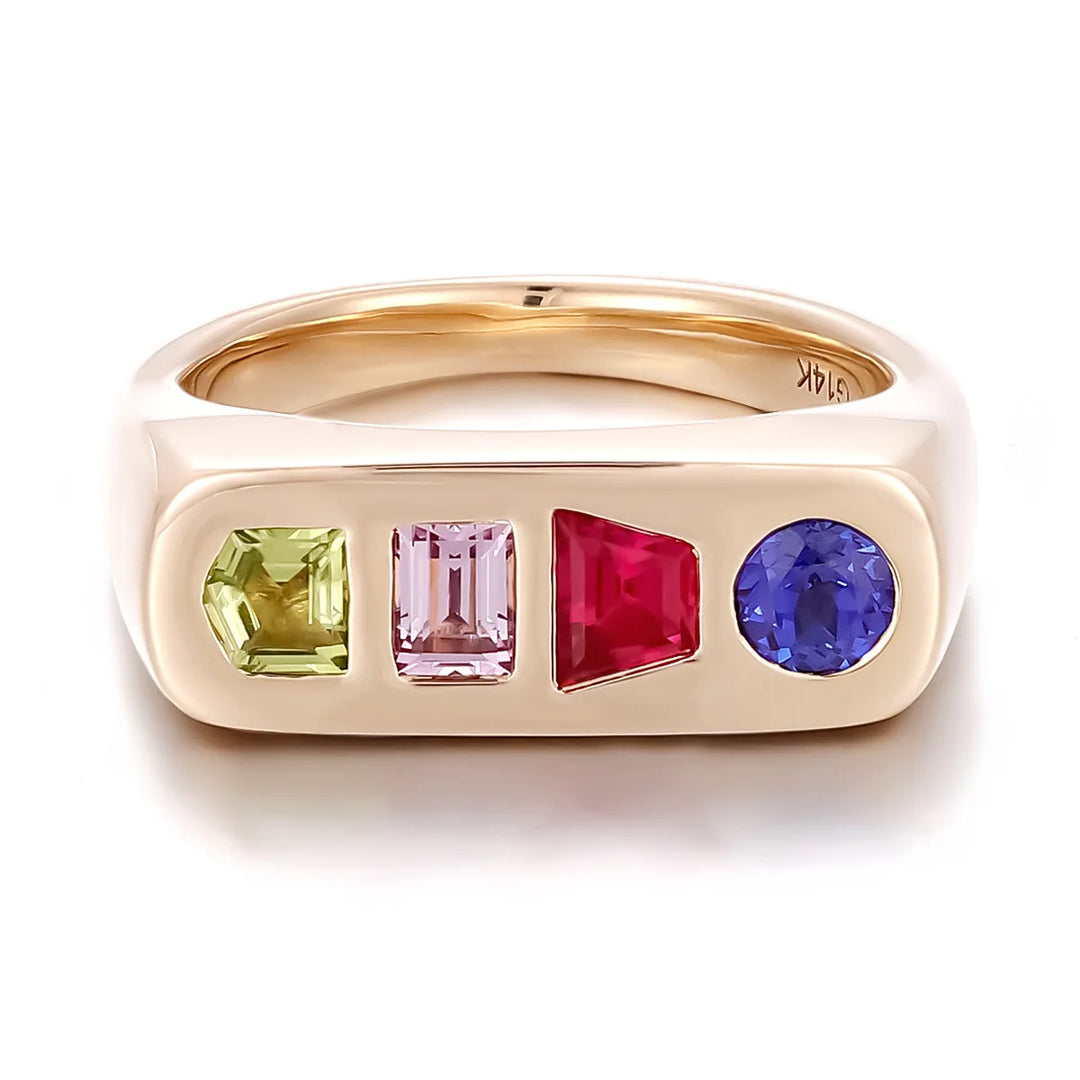MUSHAN Joyería Personalizada, Anillo de Oro de 14k y 18k con Rubí y Zafiro Cultivados en Laboratorio para Mujer, Anillos de Oro de 18K con Certificado GRC, Joyería Fina