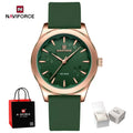 Relojes de moda sencillos para mujer NAVIFORCE, reloj de cuarzo resistente al agua con correa de silicona suave, diseño exquisito y único, caja de regalo.