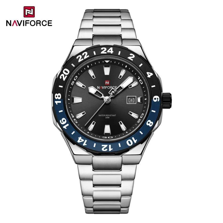 Relojes de lujo para hombre NAVIFORCE, reloj deportivo de cuarzo resistente al agua, reloj de pulsera militar con correa de acero inoxidable, Relogio Masculino