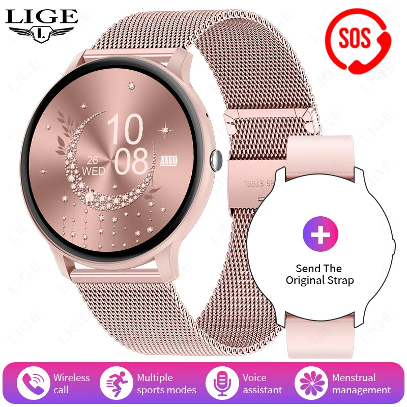 LIGE Waterproof Women Smart Watch Heart Rate Blood Pressure Monitoring Men Smartwatch Sport Ladies Smart Watches For Android IOS
