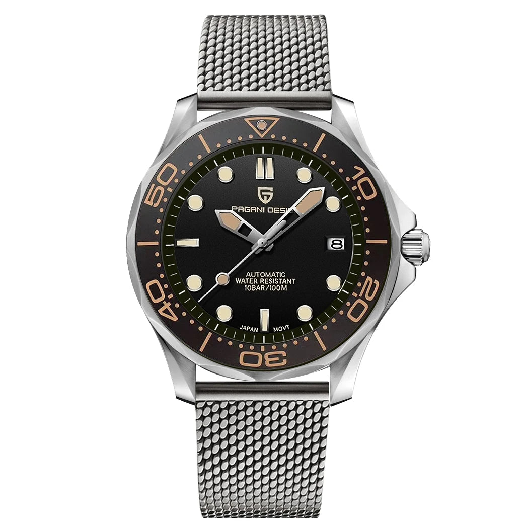 PAGANI DESIGN 2026 Nuevo reloj de buceo para hombre, esfera azul hielo con efecto rayos de sol, reloj automático para hombre, cristal de zafiro, reloj mecánico para hombre