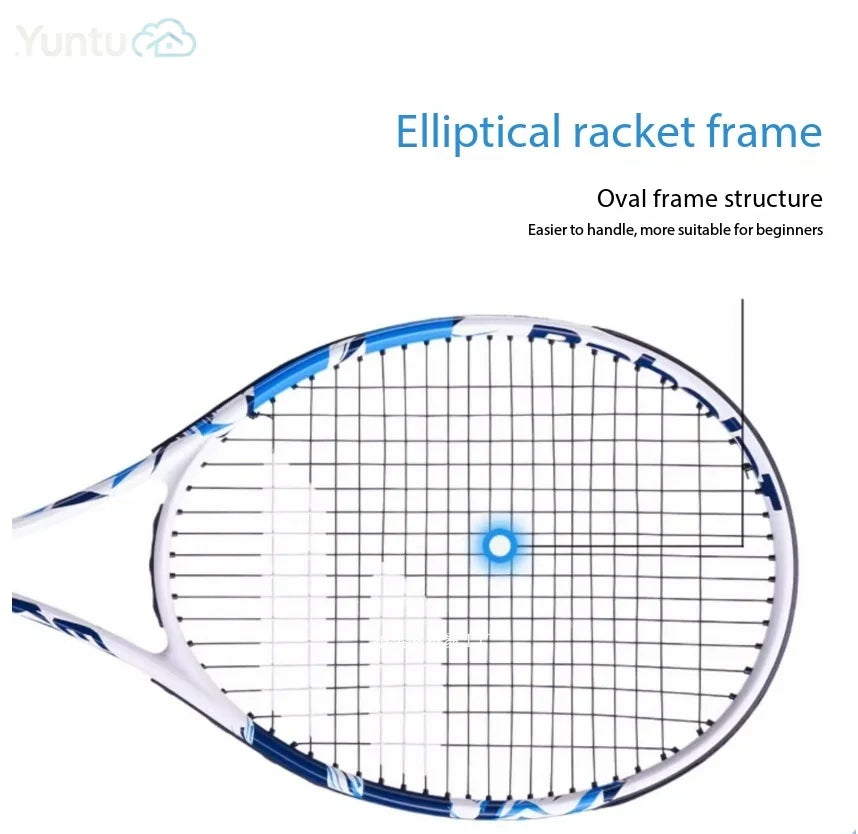 Raqueta de tenis integrada de compuesto de carbono, 270-275 g, ligera, para entrenamiento de principiantes, preencordada, 102-105 pulgadas cuadradas.