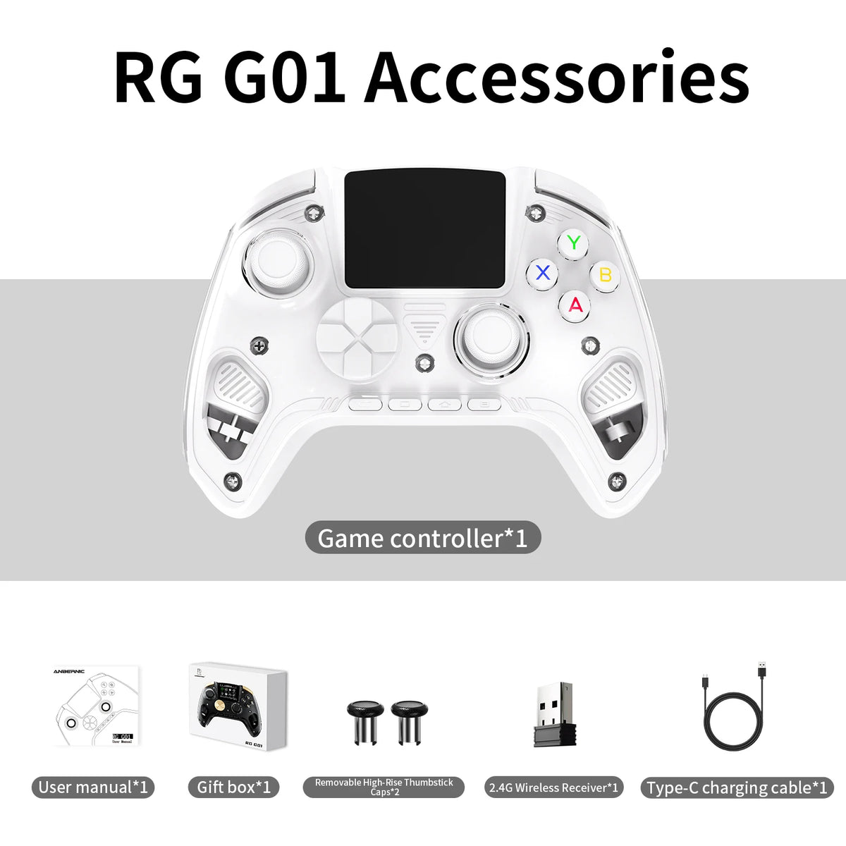 Controlador de Juegos Retro ANBERNIC RG G01 con Gatillos de Efecto Hall, Bluetooth/Con Cable/Inalámbrico, Gamepad XBOX para PC, Android, iOS, Steam, Linux