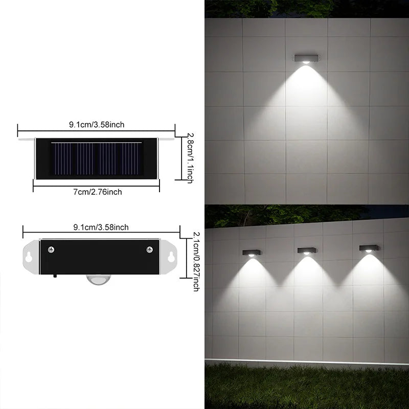 4PCS Outdoor Solar Wall Light Waterproof Warm White LED For Garden Yard Pathway Porch Corridor Home Exterior Lighting