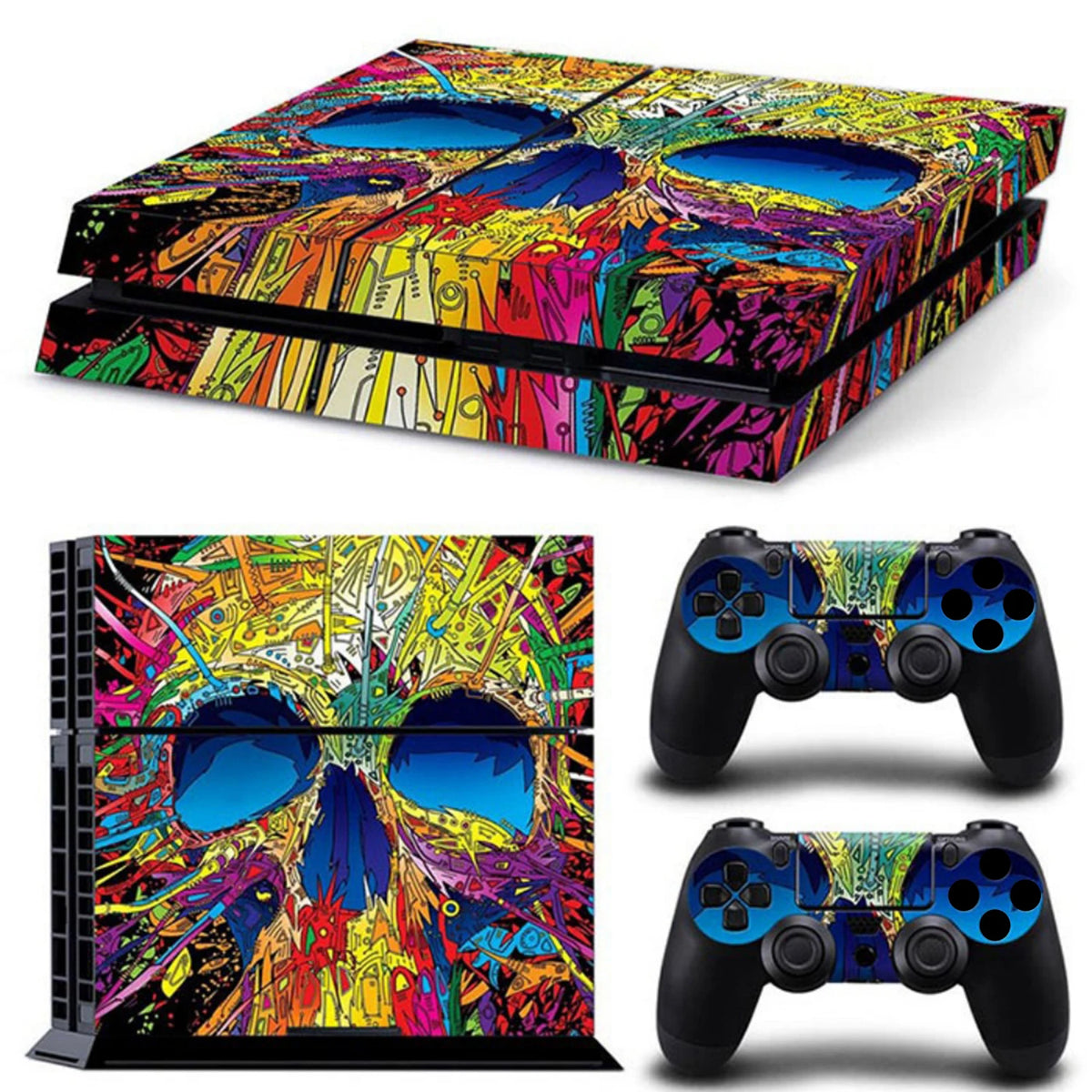 Adhesivo protector de vinilo compatible con consola PS4 y 2 mandos, funda extraíble