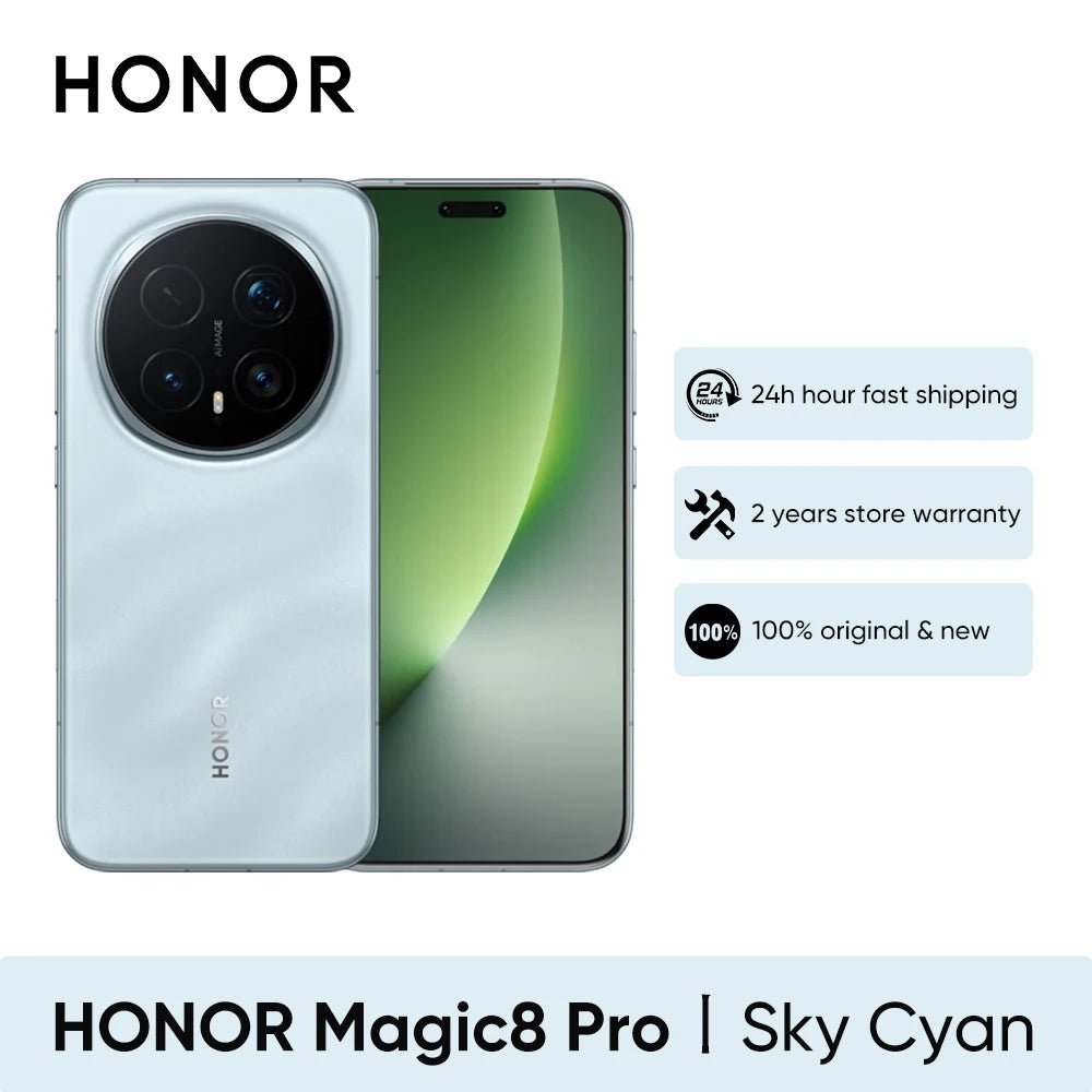 Versión Global HONOR Magic 8 Pro 5G Smartphone 12+512GB Snapdragon 8 Elite Gen 5 Pantalla OLED de 6.71'' 120Hz Cámaras IA de 200MP Carga SuperCharge de 100W Teléfono móvil 2026 Nuevo