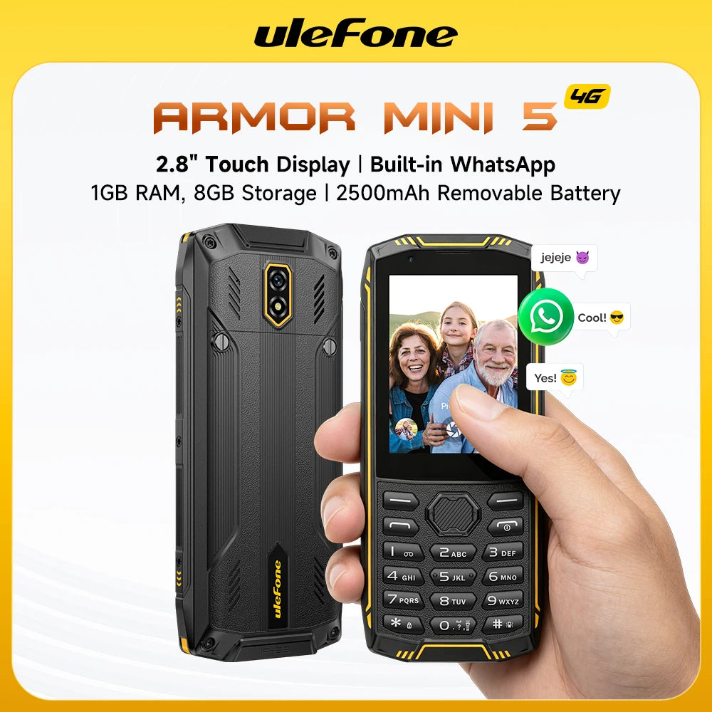 Teléfono resistente Ulefone Armor Mini 5, smartphone con pantalla táctil de 2.8", Android 11, 1GB RAM+8GB ROM, 2500mAh, doble SIM, versión global