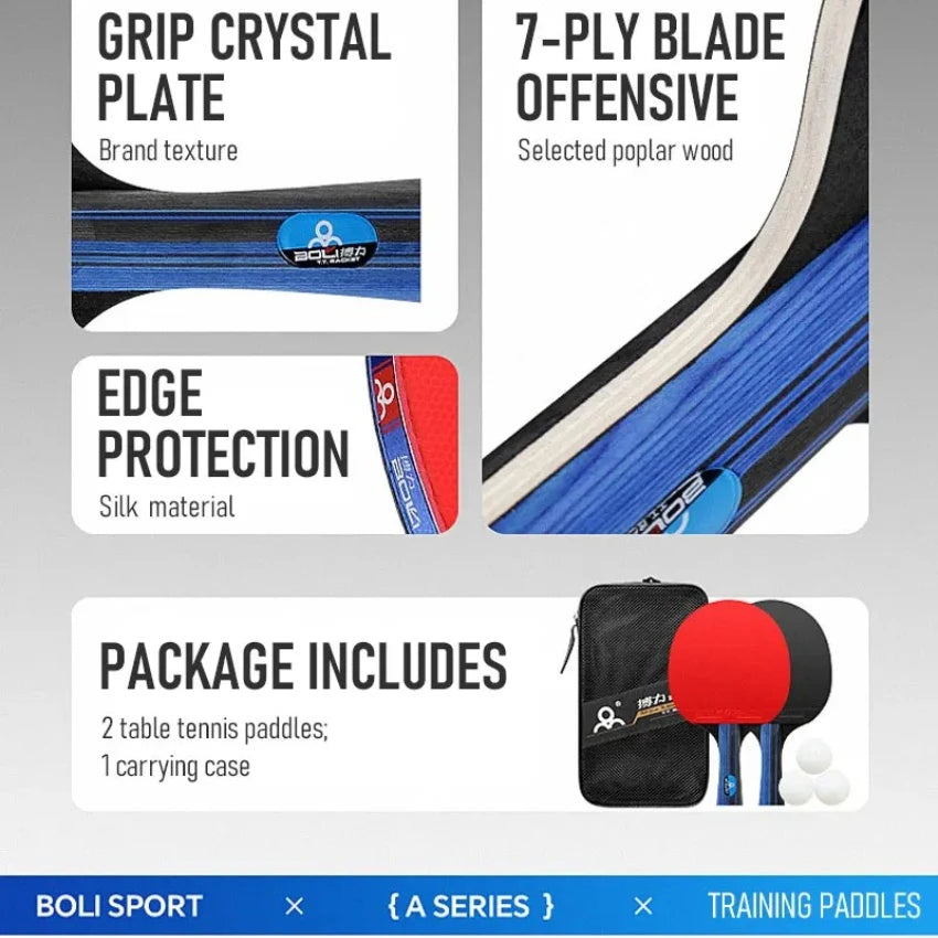 Raquetas de tenis de mesa de 5 estrellas, juegos profesionales de alto rendimiento con bolsa de transporte, entrenamiento, madera maciza pura, alta elasticidad