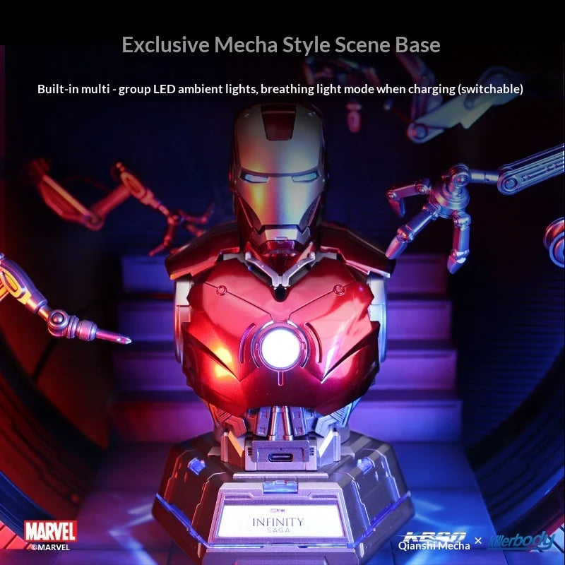 Killerbody Marvel Iron Man MK3 Estación de Carga con Puerto de Carga Rápida PD de 65W, Cargador Multi-Puerto para Escritorio, Oficina, Hogar, Modelo Coleccionable para Adultos