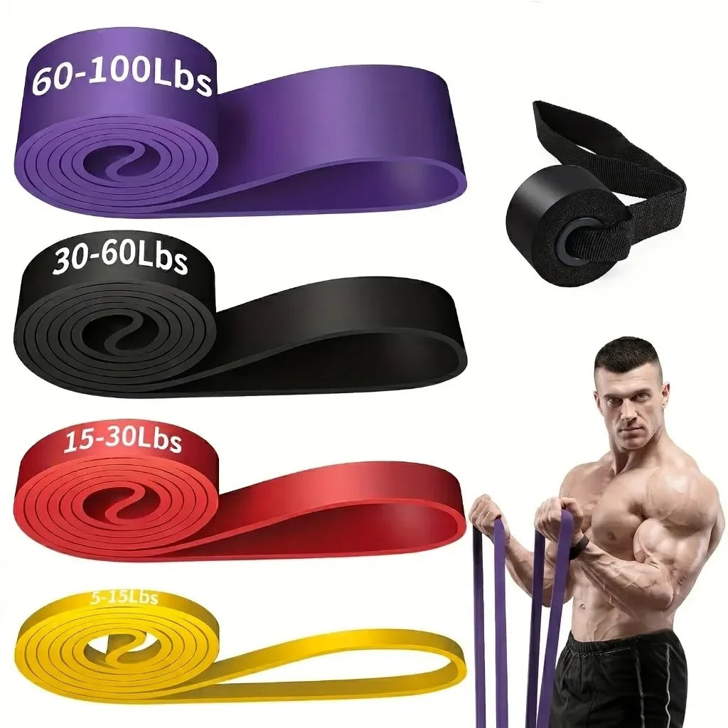 Juego de 5 Bandas de Resistencia con Anclaje para Puerta para Hombres y Mujeres, Bandas de Asistencia para Dominadas, Ejercicios de Estiramiento y Entrenamiento Muscular