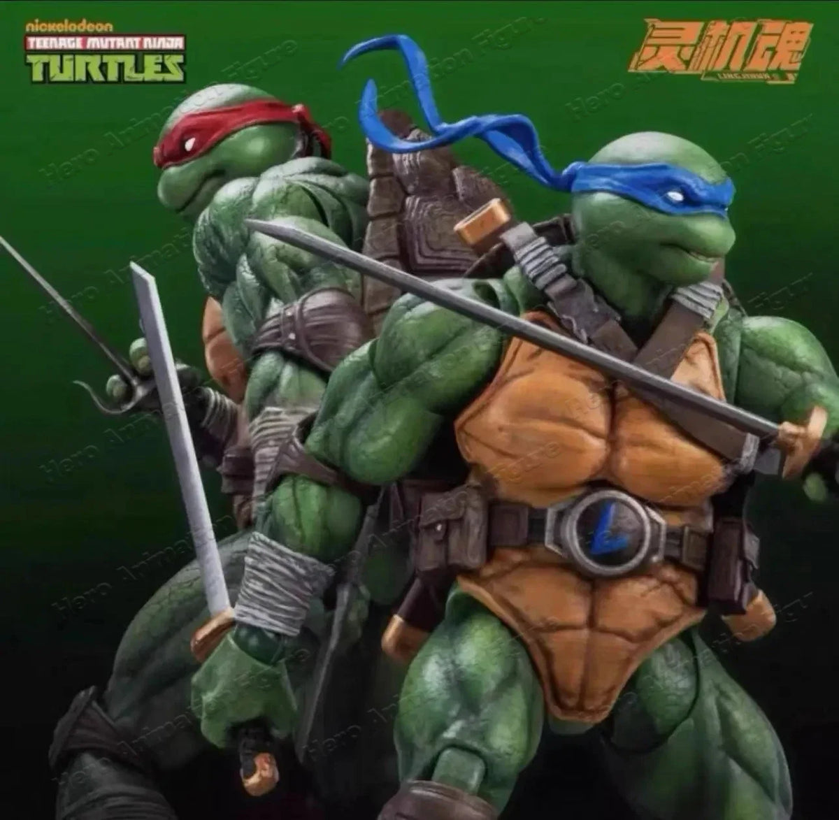 In Stock Original Ling Jihun 1/12 Scale TMNT Ninja Raphael + Leonardo Double Set Toy Collection Gift