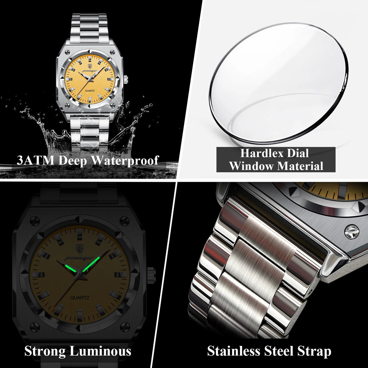Reloj de pulsera elegante para dama POEDAGAR, resistente al agua, de acero inoxidable, luminoso, reloj de mujer exquisito, cuarzo, relojes de mujer de alta calidad