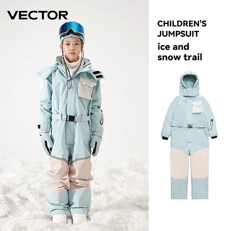 VECTOR Mono de Nieve para Niños, Cálido y Grueso para Invierno, con Capucha, Impermeable, Mono de Esquí, Ropa de Snowboard, Chaqueta de Snowboard para Deportes al Aire Libre