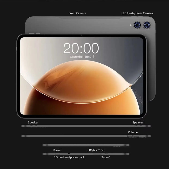 TECLAST T65 Tablet 13,4 Pulgadas Android 16 120 Hz Pantalla IPS FHD 1200P 4G LTE Unisoc T7280 Octa-Core 8 GB+12 GB 20 GB RAM 128 GB ROM 8000 mAh Widevine L1 Netflix Tablet con SIM Card WiFi Bluetooth 5.0 GMS Google Play GPS